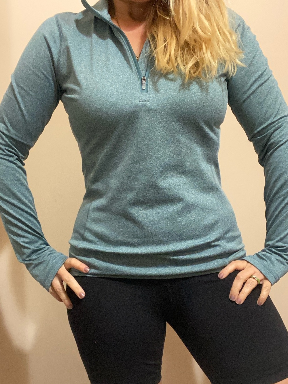 Reebok Heathered Teal Half-Zip Pullover size Small